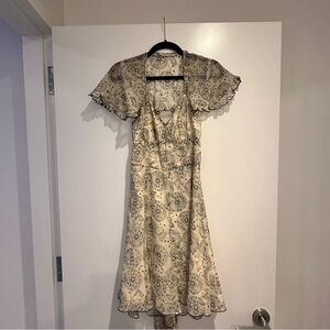 Anna Sui Vintage Zodiac Sundress with Flutter Sleeves